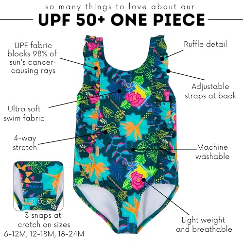 Image of SwimZip Girls' Ruffle One-Piece Swimsuit with UPF 50+ Sun Protection