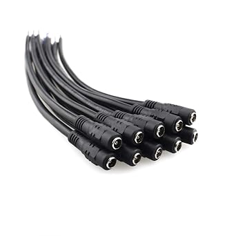 SIM & NAT 18 AWG DC الطاقة ضفيرة كابل، 2.1 mm &times; 5.5 mm برميل التوصيل سلك الإناث موصلات لكاميرا الأمن الدوائر التلفزيونية المغلقة و أدى الإضاءة محول الطاقة، حزمة من 10
