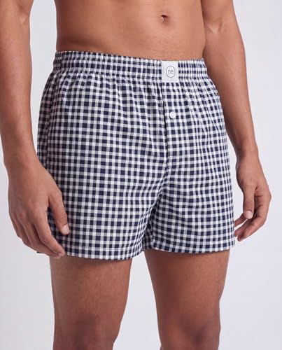 Image of Real Essentials 3 Pack: Men's Woven Cotton Poplin Lounge Shorts Sleep Casual Comfy Loose Fit Elastic Waist PJ Bottoms Pockets