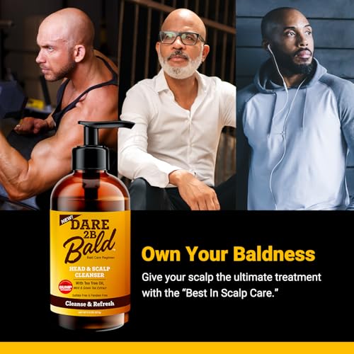 high time Dare 2B Bald Head & Scalp Cleanser | Bald Head Moisturizer for Men | Bald Head Care Regimen | with Tea Tree Oil, Mint & Green Tea Extract - 8 FL OZ