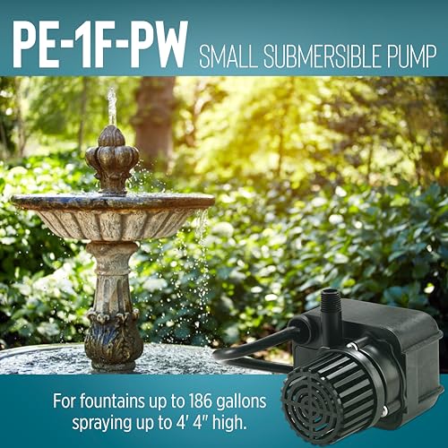Image of Little Giant PE-1F-PW 115 Volt, 1 /125 HP, 170 GPH Submersible Direct Drive Fountain Pump with 15-Ft. Cord, Black, 566608
