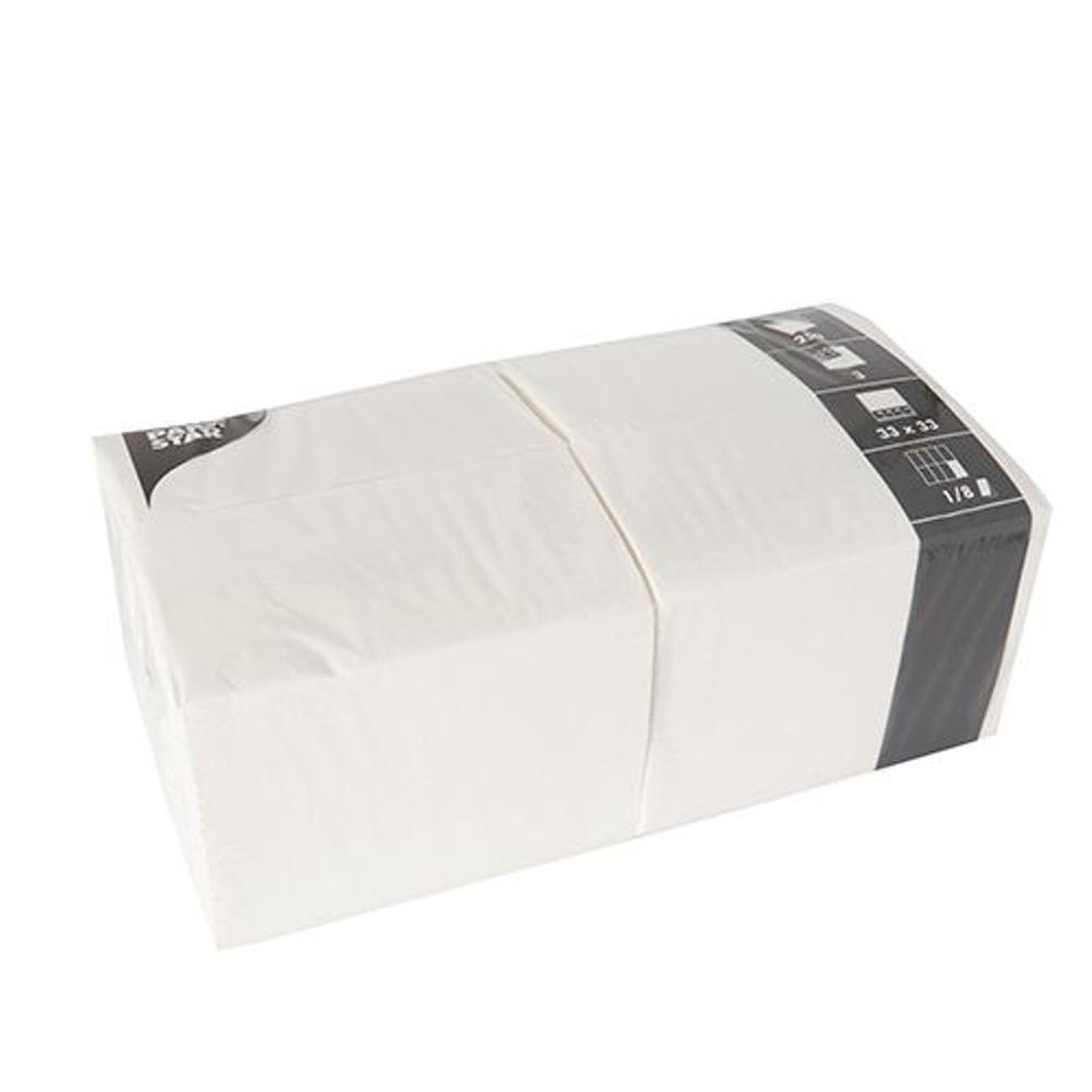 Papstar 1 Karton = 4x250 Servietten, 3-lagig 1/8-Falz 33 cm x 33 cm weiss 14234