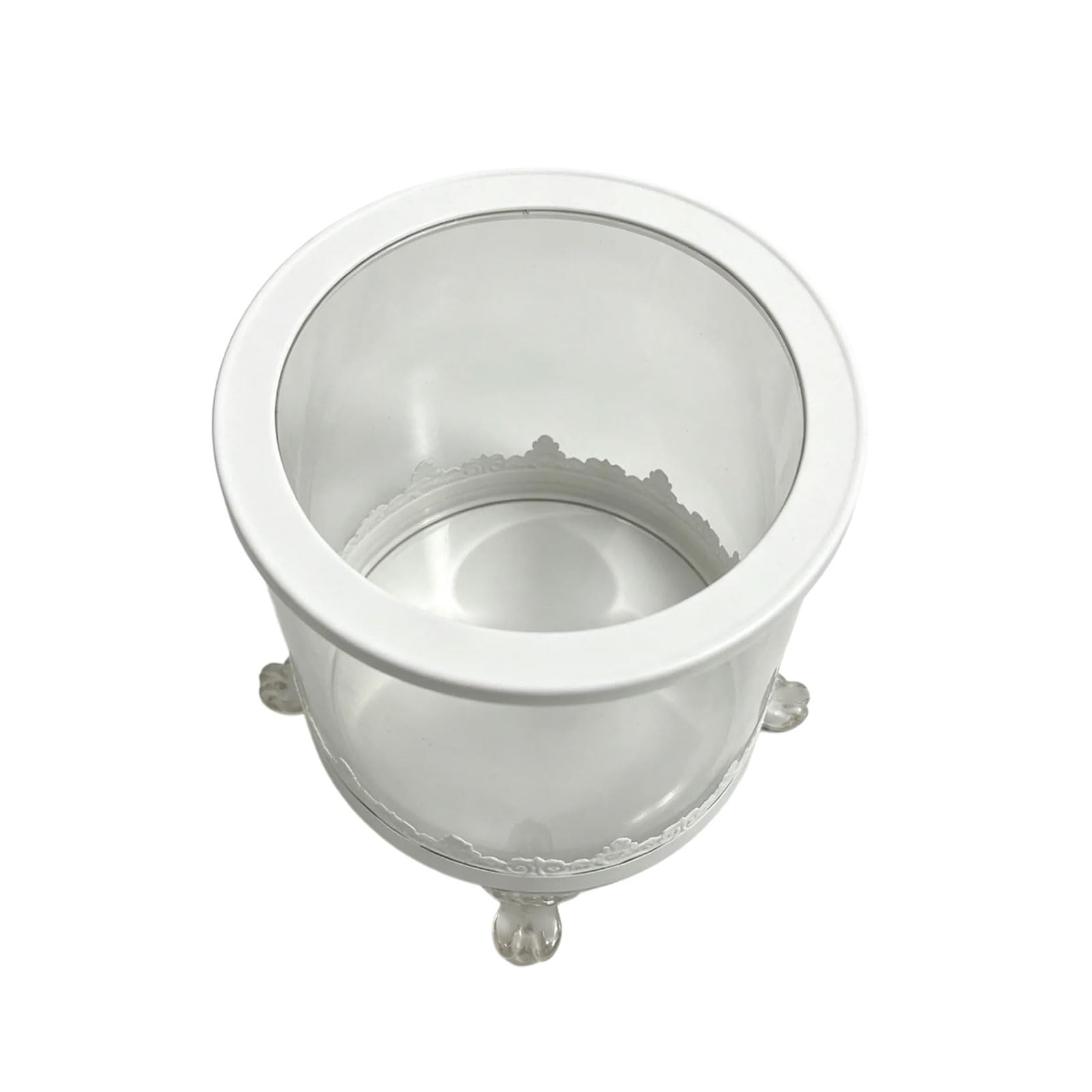 Elnwnnkc Indoor Glass Container with Metal Base, Vintage Decor Holder for Side Table, Dresser, or Vanity At Home Decorative Glass Cup Tabletop Container Vintage Holder Ornate Metal Base Trinket