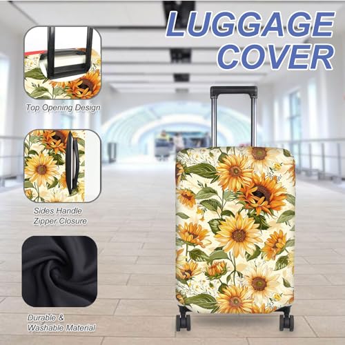 Travel Luggage Cover, Luggage Covers for Suitcase TSA Approved, Washable Suitcase Protector Fits 29-30 Inch Luggage, Pattern Of Sunflowers3