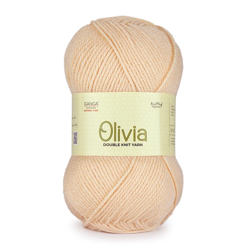 Image of Ganga Acrowools Acrylic Olivia, Double Knit Yarn. Hand Knitting and Crochet Yarn. Oekotex Class 1 Certified. Pack of 2 Balls - 100Gms Each. Shade No. - OLV031, Scotch Mist