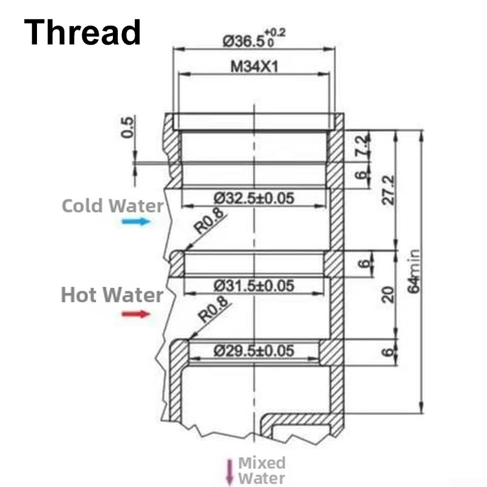 Cartouche thermostatique pour mitigeur de douche, robinet thermostatique en laiton pour eau chaude et froide, Kit de réparation remplacement noyau de valve universel bain, noir (filetage)