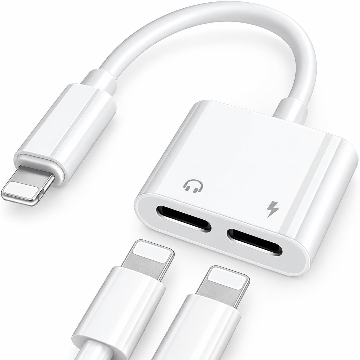 Amazon.co.jp: iPhone用 2in1 変換アダプタ【MFi認証】充電しながら