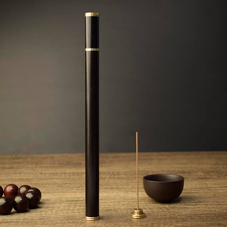 わ*ん様 煎茶道具　香筒　線香筒　お香筒 煎茶道具 線香筒 香筒 色漆雲鶴文 漢詩彫有 | 古美術ささき