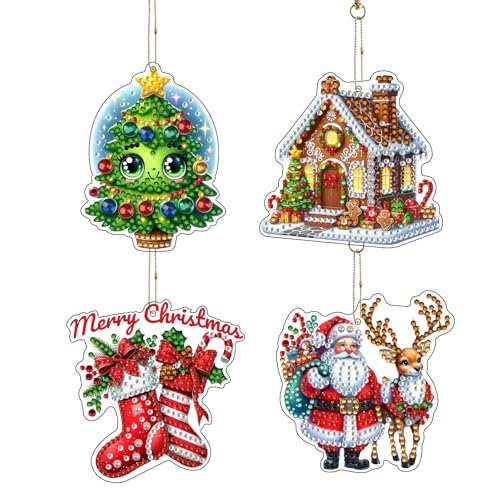 Idée cadeau Noël peinture diamant strass 5D acrylique kit de loisir créatif à suspendre