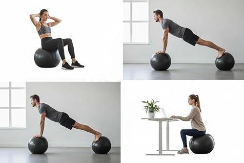 Miniatura 3 de ECO-WISE Aeromat - Pelota de fitness (25.6 in), color negro