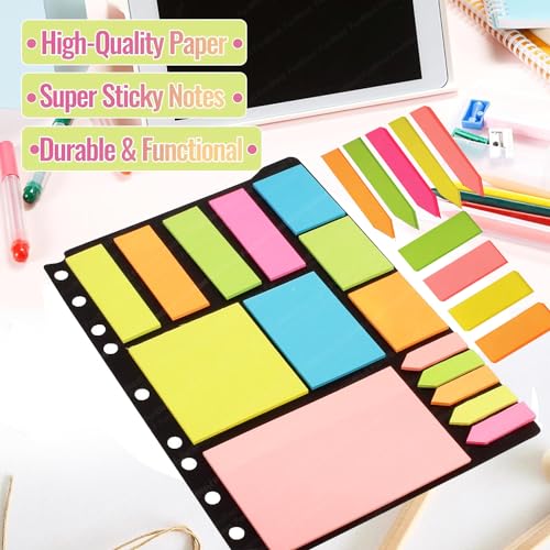 Image of FunBlast Sticky Notes - 375 Sheets Sticky Notes, Stationary Items, Self-Adhesive Memo Pad Bookmark Point It Marker Memo Sticker, Sticky Pad, Stick Notes for Study - 6 Size