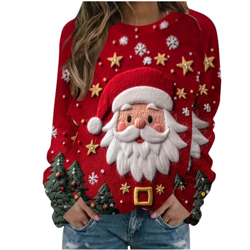 Weihnachtspullover Damen Ugly Christmas Langarmshirt Weihnachtsoutfit...
