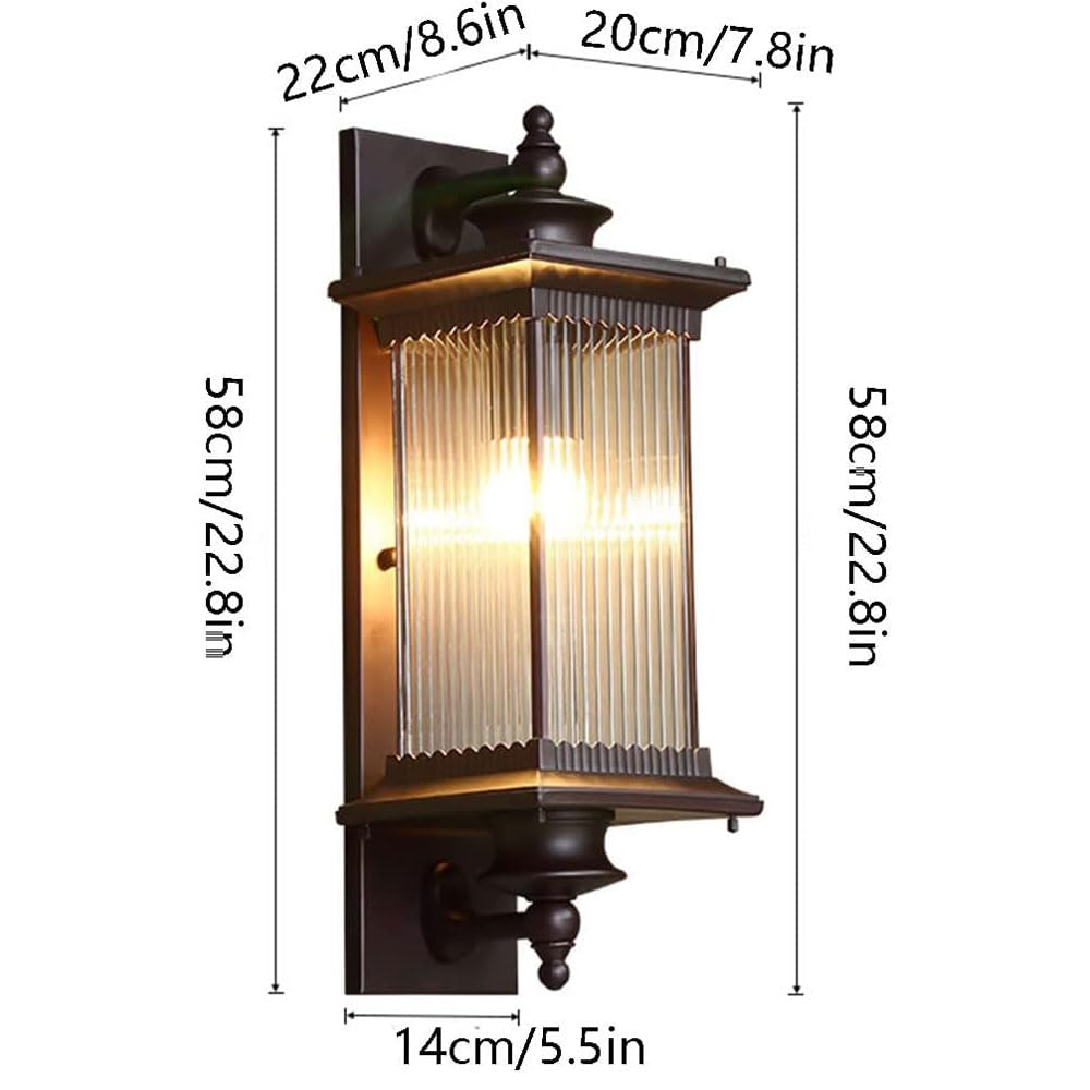 Applique Murale extérieure de Style Chinois, Lampe extérieure étanche, Applique en Aluminium et Verre, éclairage pour Jardin, terrasse, Balcon ou Patio