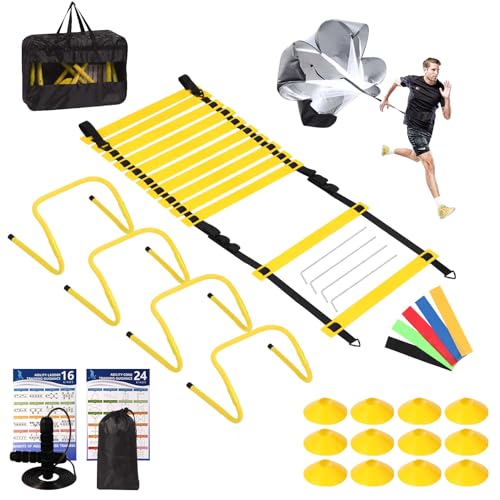 Kevirice Agility Ladder, Agility Speed Training Set, 20ft 12 Rung Agility Ladder, 4 Agility Hurdles...