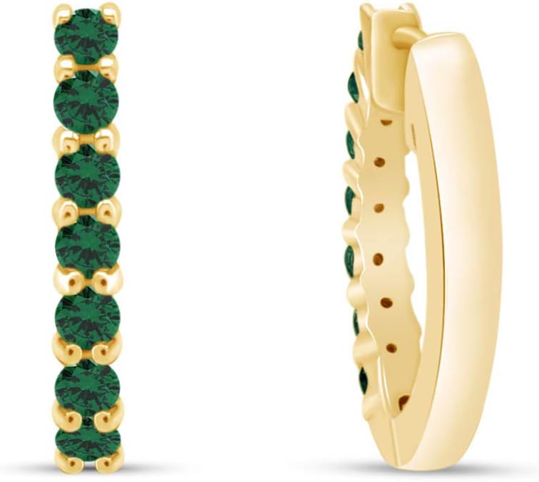 Sterling Silver Round Cut Front Hoop Earrings (0.64" Diameter, 0.7 Cttw)