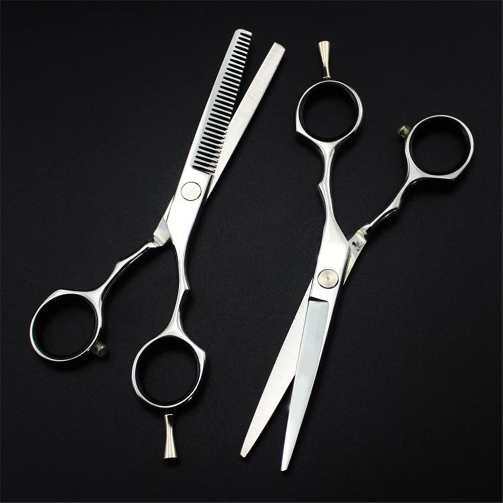 Professional 5.5 Inch Hair Cutting Scissors Set - 440C Straight and Thinning Shears for Salon Barber and Home Use