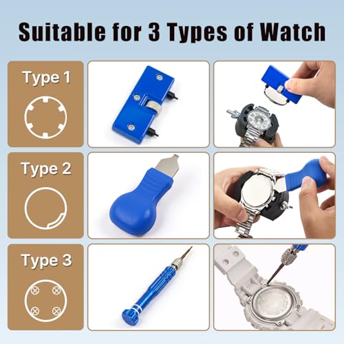 Image of EasyTime Watch Battery Replacement Kit: Professional Watch Repair Tools Set | Complete Watch Back Remover & Case Opener Tools - Easy to Repair Your Watch with Instructions - No Extra Help or Cost Needed