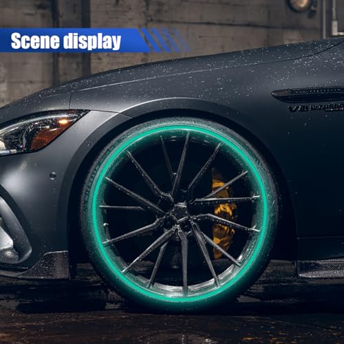 Image of 16PCS 17''-19'' Reflective Wheel Rim Stripe Decal Sticker, Universal Night Safety Tape Reflective Stickers, Waterproof Tire Rim Decoration Stripe Decals for Motorcycle, Car, Bicycle (Green)