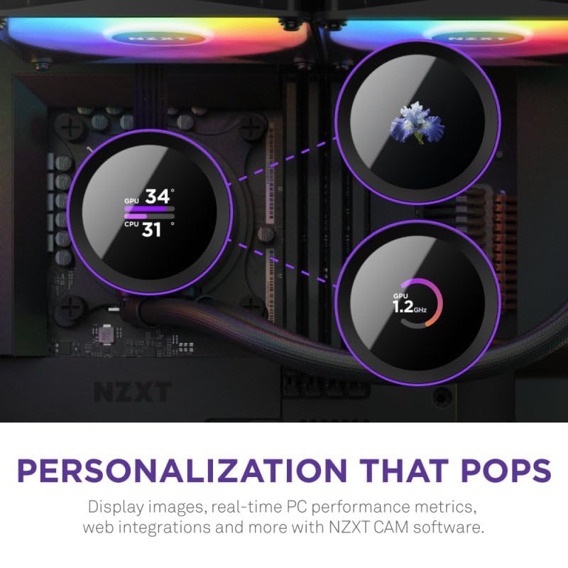 Image of NZXT Kraken 360 RGB - RL-KR360-B1-360mm AIO CPU Liquid Cooler - Customizable 1.54 inch Square LCD Display for Images, Performance Metrics and More - 3 x F120 RGB Core Fans - Black
