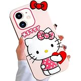 WONLEED Compatible with iPhone 11 Case, Cute Funny Cartoon Kawaii Cat Phone Case 3D Character Soft Silicone Pink Cover Case for Kids Girls and Womens 6.1 inch