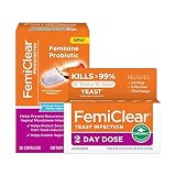 FemiClear 2-Day Dose Yeast Infection & Daily Dual-Action Probiotic, Natural Ingredients for Healthy
