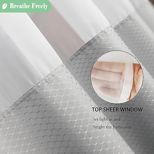 UFRIDAY Waffle Weave Fabric Shower Curtain with Mesh Window, Heavy Duty Decorative Bathroom Curtain with White Pique Pattern, Spa-Like Hotel Luxury, Water-Repellent,72 x 72 Inches by UFRIDAY - Image 3
