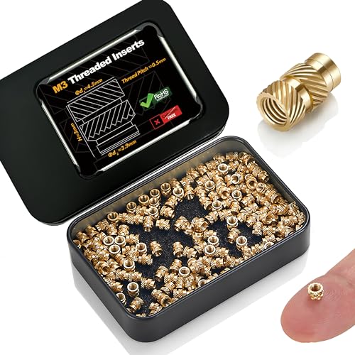 Image of Kadrick 200Pcs M3 Threaded Inserts for 3D Printing Components,M3*3 Metric Brass Knurled Nuts, Insert by Heat into Plastic Parts