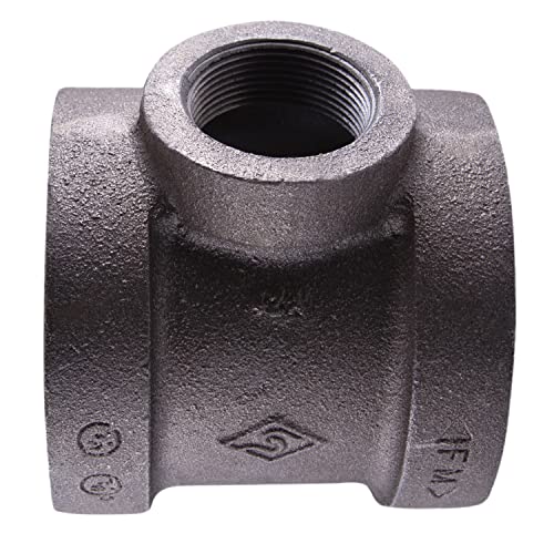 Supply Giant CU344H 1-1/2" x 1-1/2" x 1/2" Cast Iron Threaded Reducing Tee for Industrial Piping or DIY Projects with Black Finish by SUPPLYGIANT - Used condition - US$16.95