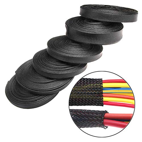 Image of DIY Crafts 10 Meter Roll, 8mm., 5 /10M Grey Black Insulated Braid Sleeving 2 /4 /6 /8 /10 /12 /15 /20 /25mm Tight PET Expandable Wire Cable Protection Cord Wir(10 Meter Roll, 8mm.)