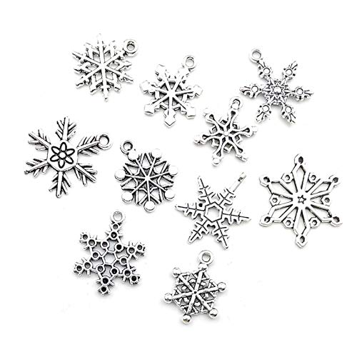 80Pcs Craft Supplies Antique Silver Christmas Snowflake Charms Pendants For Crafting, Jewelry Findings Making Accessory For Diy Necklace Bracelet (M184) #TOP2