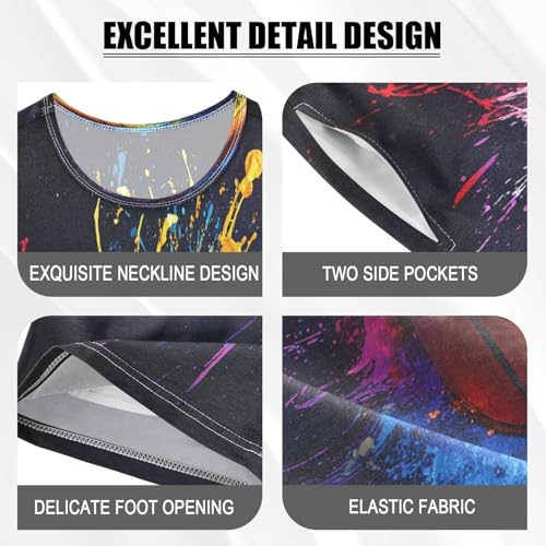 ALAZA Basketball Colorful Watercolor Pajamas Set Short Sleeve Cotton Sleepwear Summer Pjs 2 Piece 5-14Y4