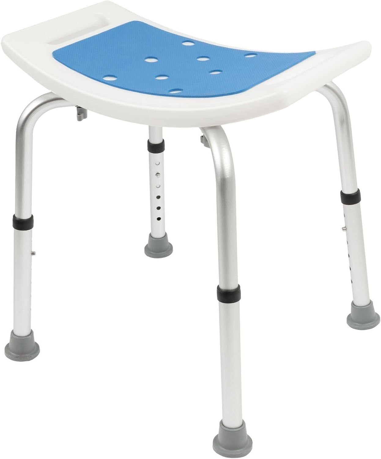 KARAT Taburete de Ducha - Altura Regulable 38-53 cm - Soporta Hasta 136 kg - Asiento de Ducha Antideslizante y Estable - Taburete de Bañera Con Patas de Goma Antideslizantes