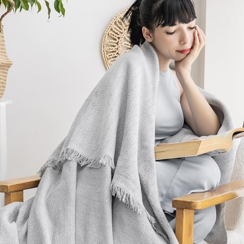 Milam London Cotton Throw Throws For Sofa | Soft Throws For Armchairs, Sofa, Settee | Single Bed Throw, Outdoor blanket, Grey - 170 x 200 cm - Cosy Home Interiors Milam London Cotton Throw Throws For Sofa | Soft Throws For Armchairs, Sofa, Settee | Single Bed Throw, Outdoor blanket, Grey - 170 x 200 cm - Image 2