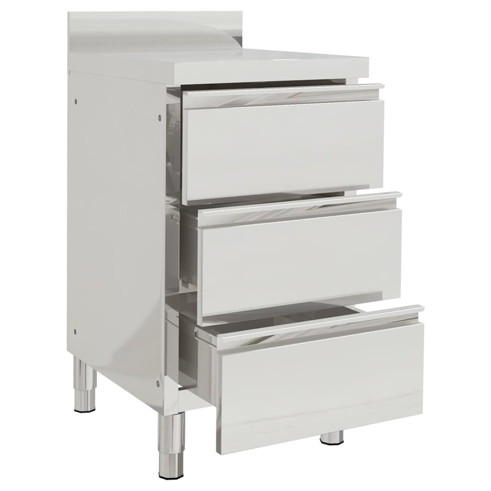 Edelstahl-Küchenschrank mit Schubladen, Silber, 50x60x95-96cm, für Küche und Gastronomie 3081934