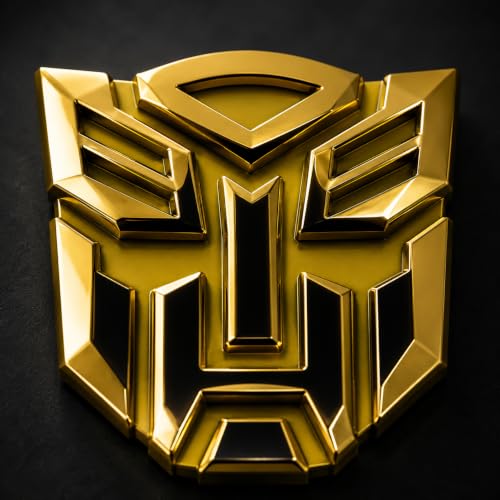 Image of Gold Big Transformer Transformer Glow 3D Metal Logo Car Metal Emblem 3D Badge Auto Racing Sport Sticker 9.2cmx9.2cm for Car & Bikes Pack of 1 (Gold)