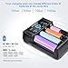 Dottmon LCD Smart Universal Battery Charger 4 Bay for Rechargeable Batteries AA AAA NiMH NiCD SC C D,Li-ion 18650 26650 21700 26500 22650 18490 17670 17500 17355
