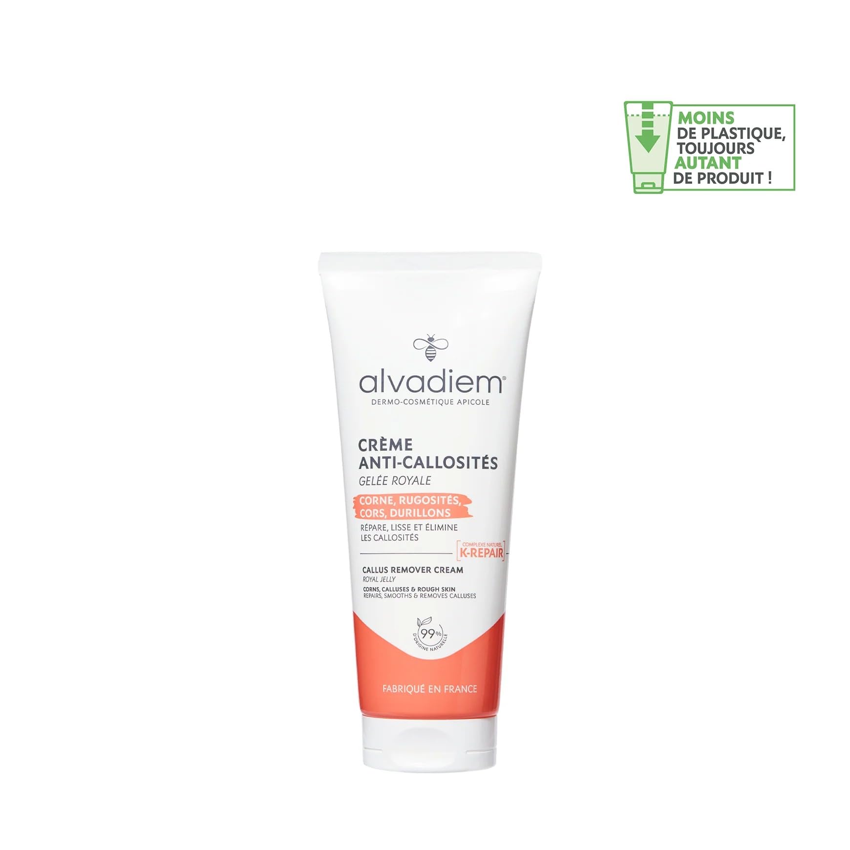 Alvadiem | Crème anti-callosités à la gelée royale | Soin Kératolytique Naturel Haute Tolérance | élimine les callosités | Hydrate & régénère la peau | Fabriqué en France | 75 ml