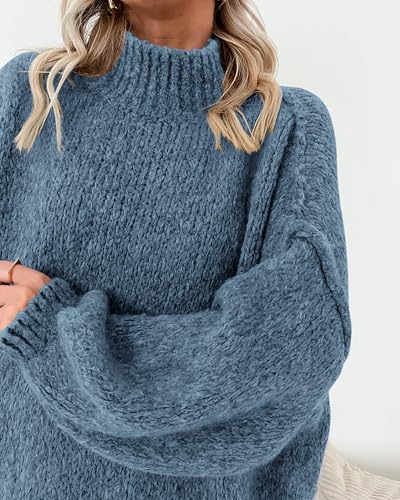 Btfbm Women'S Long Pullover Sweaters 2024 Fall Winter Mock Neck Long Sleeve Thick Oversized Casual Knitted Jumper Tops thumb #7