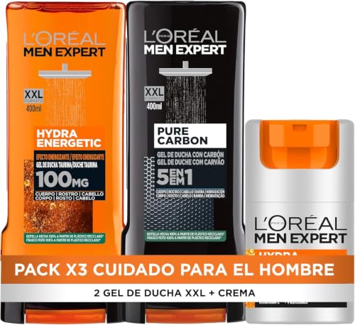 L'Oreal Paris Men Expert Pack Crema + Gel Hydra Energetic + Gel Pure Carbon