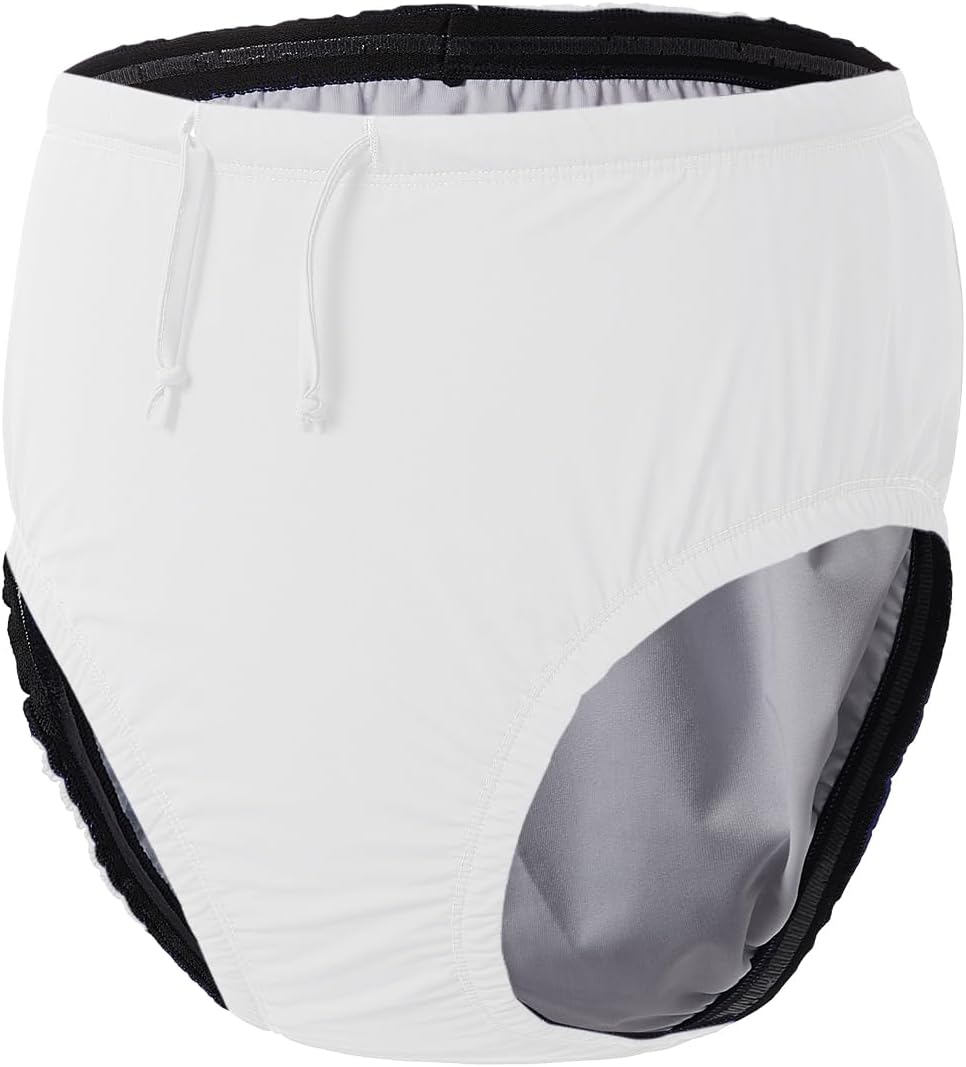 EEOST Adult Reusable Swim Diapers Special Needs Swimwear for Incontinence Cloth Diaper Covers Waterproof,Leakproof, Unisex (White, XL)