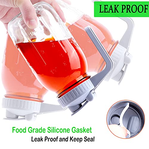 Regular Mouth Mason Jar Lids With Handle, Airtight & Leak-Proof Seal, Easy Pouring Spout, Flip Cap Pour Lids,Turns Your Mason Jar Into Pitcher (Jar Not Included) #TOP6