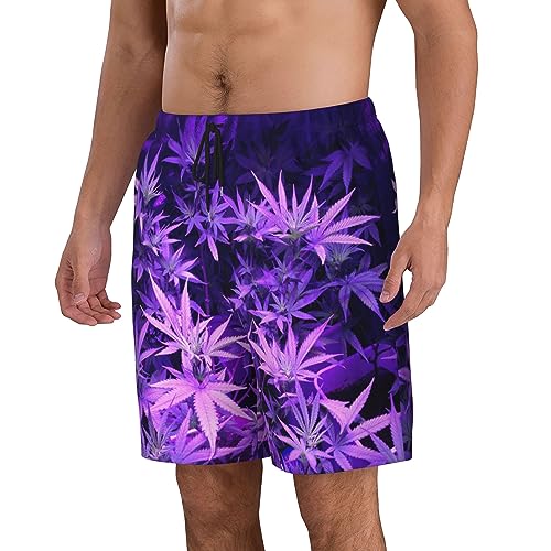 Purple Weed Marijuana Leaf Mens Swim Trunks Quick Dry Swim Shorts Swimwear Bathing Suits with Pockets3