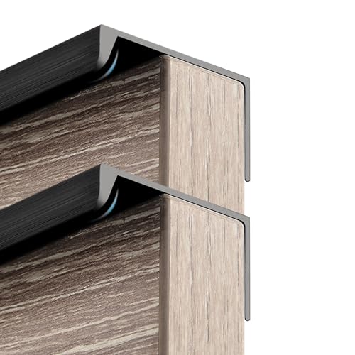 Ukryty uchwyt, uchwyty do szafek ze stopu aluminium, do drzwi kuchennych, łazienki, szafy, gałki do szuflad pod kątem prostym, złote wykończenie (120 mm, zestaw 2 szt.)