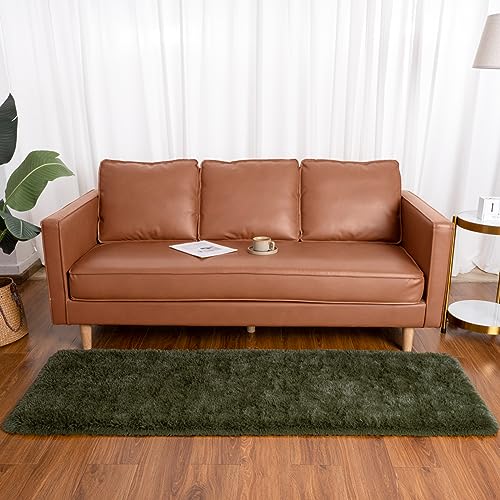 Tapete Tapiz Pasillo 2x6 ft de Pelo Largo Verde Oliva miniatura 3