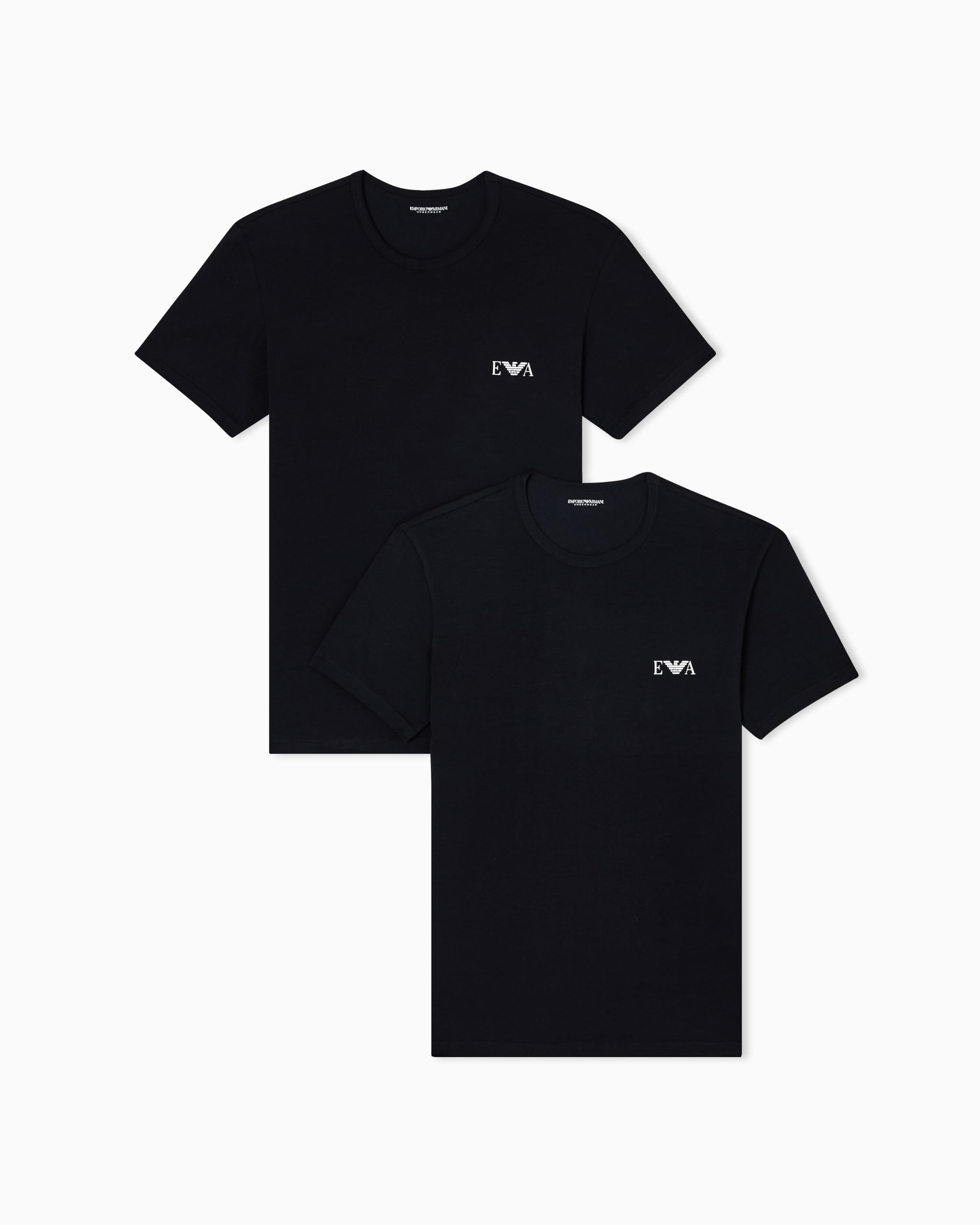 Emporio Armani Man's Bold Monogram 2-Pack Crew Neck T-Shirt, Black, XXL, Fitted