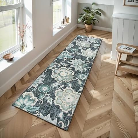 Beeiva Vintage Blue Kitchen Runner Rug Cover