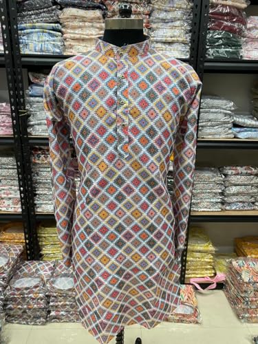 Image of FOXDX Men's Traditional Cotton Floral Printed Only Kurta