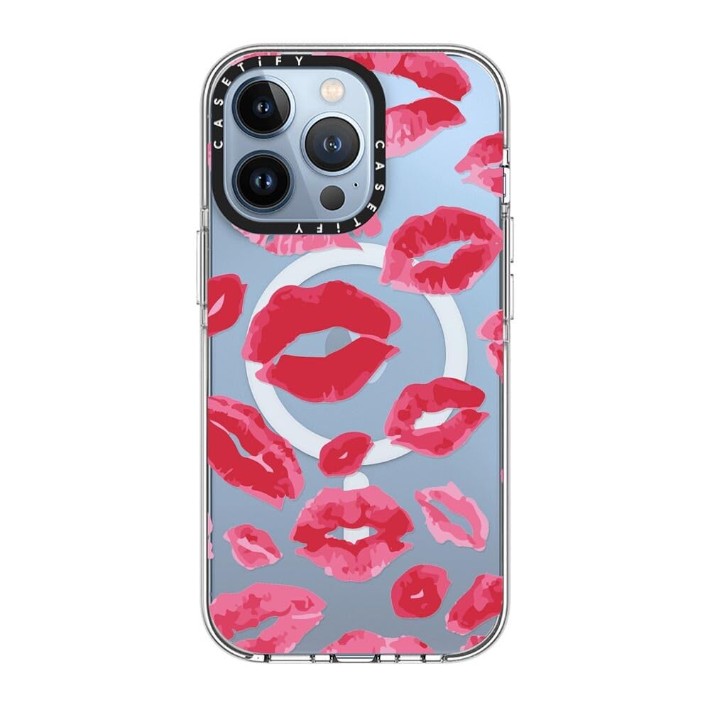CASETiFY Custodia trasparente per iPhone 13 Pro, non ingiallisce, protezione da cadute da 2 m, compatibile con Magsafe, con rossetto baci, trasparente