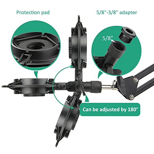 Image of Mic Boom Arm for Razer Seiren V2 X, Adjustable Microphone Arm Stand with Shock Mount, Pop Filter, Heavy Duty Table Mount Clamp and 3 /8 Female to 5 /8 Male Screw Adapter