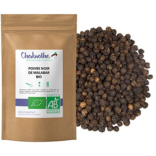 Pimienta Negra BIO 200g - granos enteros orgánico - bolsa biodegradable - Origen Malabar India